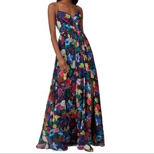 Love by Theia multi floral v-neck gown